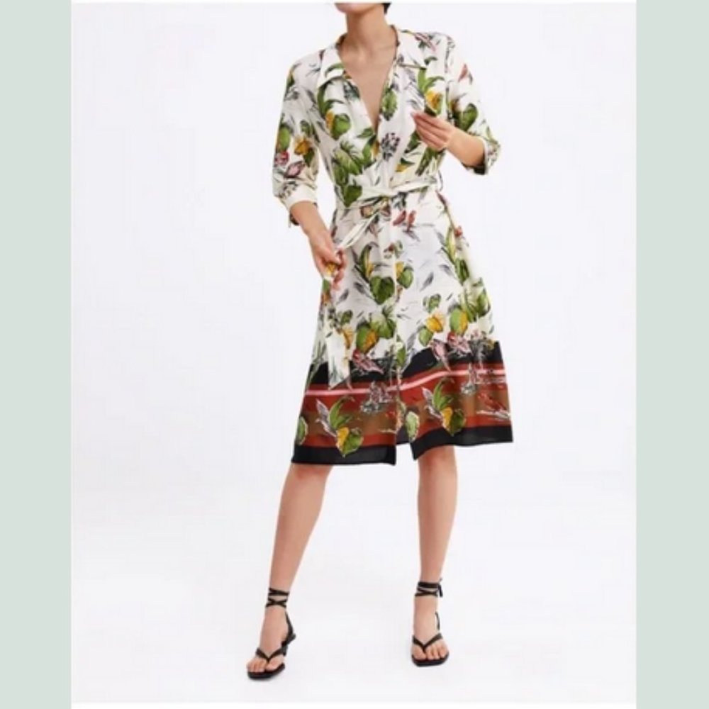 ZARA Tropical Print Duster Shirt Dress Size S